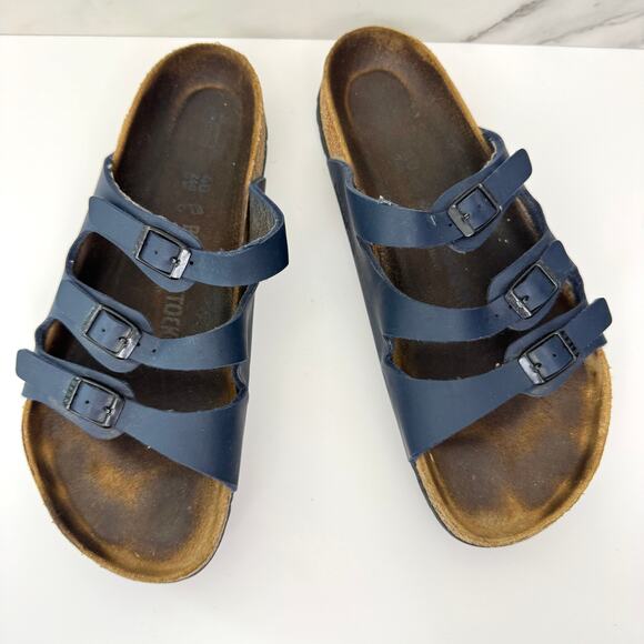Birkenstock Womens Florida Birko-Flor Soft Bed Sandal Size 40 / 9 Vegan Blue - Picture 2 of 11